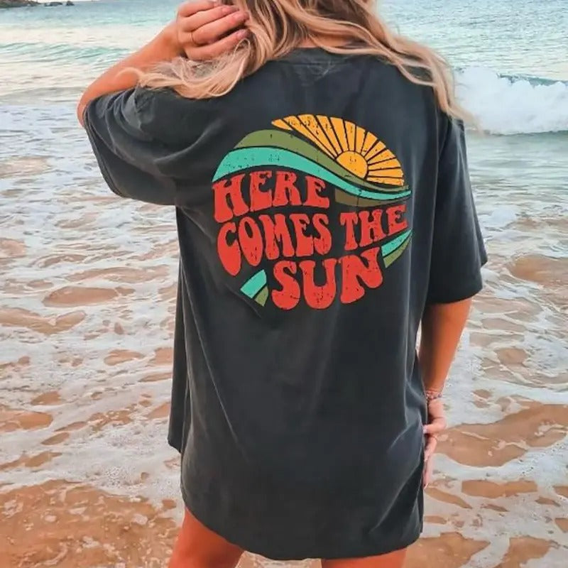 Retro Here Comes Sun Boho Summer Hawaii Shirt Vintage Summer Boho Summer Shirt Sun Vintage T-Shirts, Hoodie, Sweatshirt - T-Shirt, Sweatshirt, Hoodie