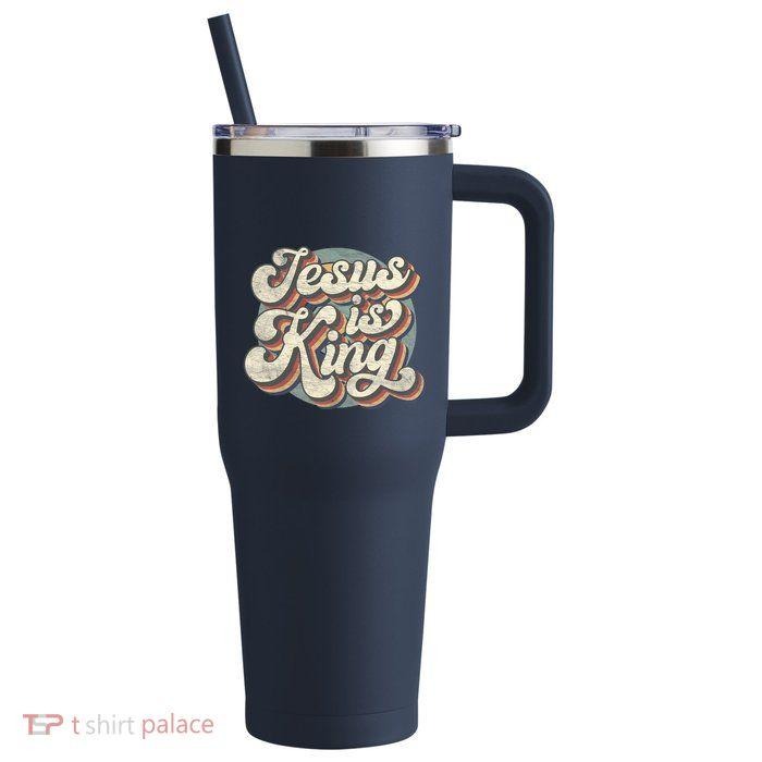 Retro Jesus Is King Christian Bible Religious Catholic 40oz Vacuum Insulated Stainless Steel Water Bottle Travel Tumbler Straw T-Shirts, Hoodie, Sweatshirt - T-Shirt, Sweatshirt, Hoodie