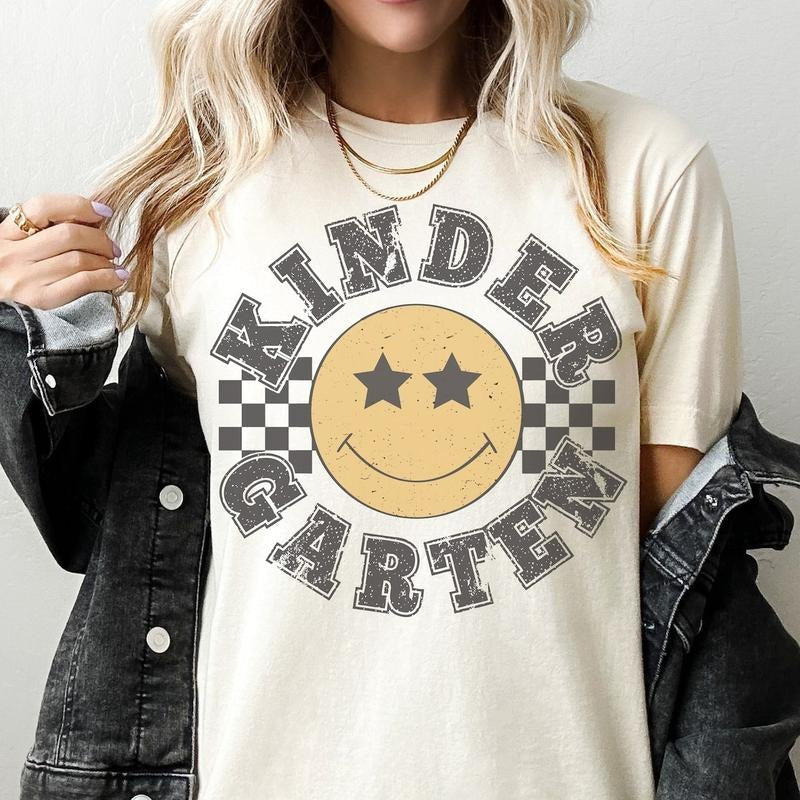 Retro Kindergarten Grade Teacher Shirt Kinder Grade First Day School Matching T-Shirts, Hoodie, Sweatshirt - T-Shirt, Sweatshirt, Hoodie