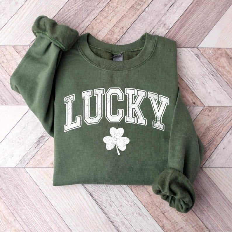 Retro Lucky Cute St Patricks Day Shamrock Irish Shirt Four Leaf Clover St Patricks Day T-Shirts, Hoodie, Sweatshirt - T-Shirt, Sweatshirt, Hoodie