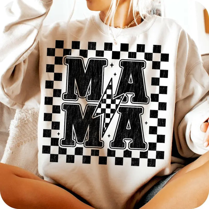 Retro Mama Checkered Shirt Retro Mama Shirt Shir Cotton Womenswear Comfortable T-Shirts, Hoodie, Sweatshirt - T-Shirt, Sweatshirt, Hoodie