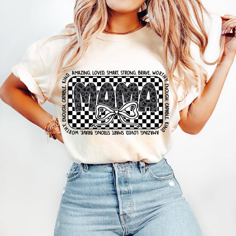 Retro Mama Coquette Bow Mama Checkered Mama Varsity T-Shirts, Hoodie, Sweatshirt - T-Shirt, Sweatshirt, Hoodie