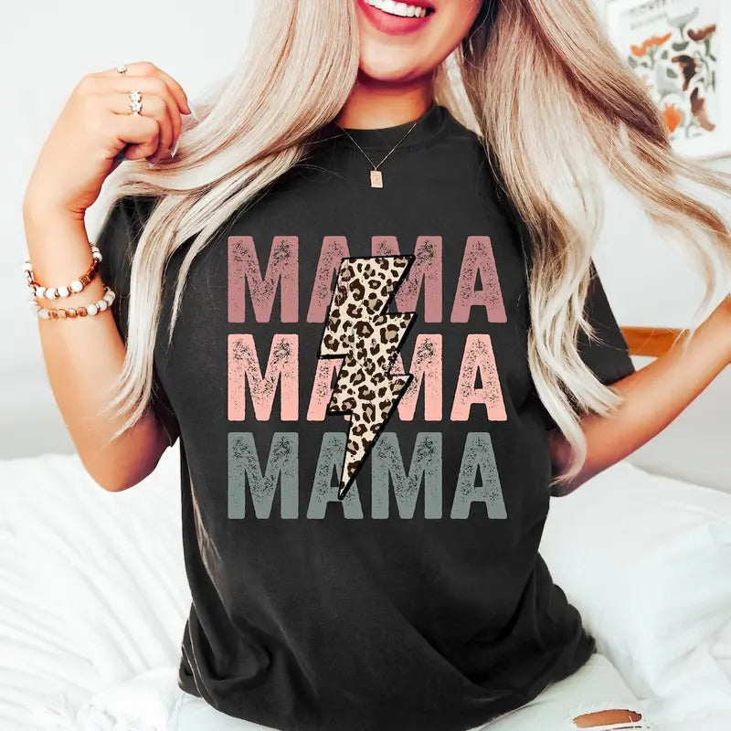 Retro Mama Shirt Leopard Mama Shirt Mom Life Shirt Girl Mama Shirt Motherhood Shirt Cute Mom Shirt Mama T-Shirts, Hoodie, Sweatshirt - T-Shirt, Sweatshirt, Hoodie