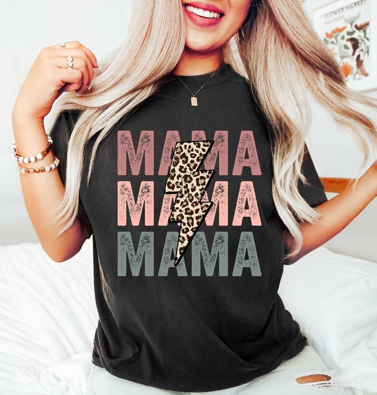 Retro Mama Shirt Leopard Mama Mama Lightning Bolt Shirt Mom Life Girl Mama Shirt Motherhood Shirt Cute Mom Shirt Mama T-Shirts, Hoodie, Sweatshirt - T-Shirt, Sweatshirt, Hoodie