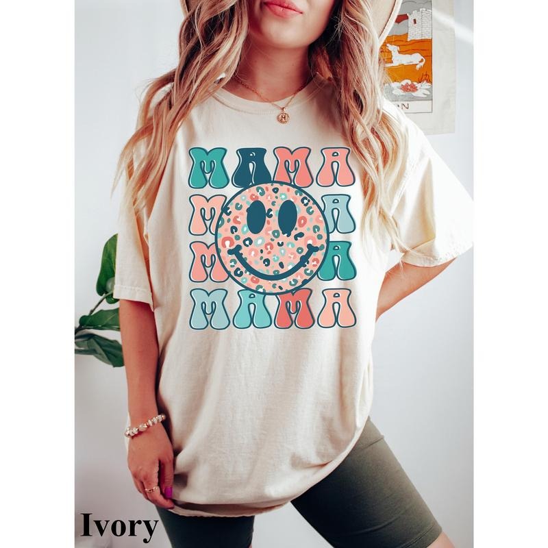 Retro Mama Shirt Smiley Face Mama Shirt Shirt Mom Mom Mama Pregnancy Announcement Shirt T-Shirts, Hoodie, Sweatshirt - T-Shirt, Sweatshirt, Hoodie