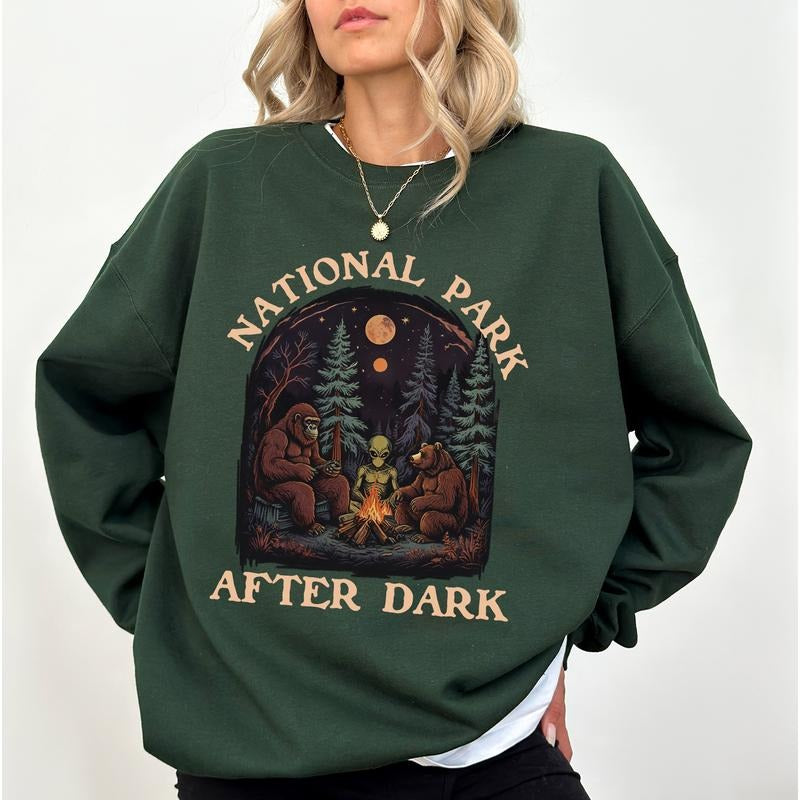 Retro Mountain Western National Park After Dark Camping Long Sleeved Traveler T-Shirts, Hoodie, Sweatshirt - T-Shirt, Sweatshirt, Hoodie