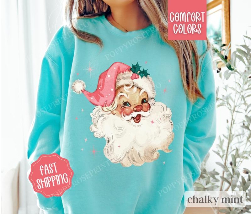 Retro Santa Comfort Colors Coquette Xmas T-Shirts, Hoodie, Sweatshirt - T-Shirt, Sweatshirt, Hoodie