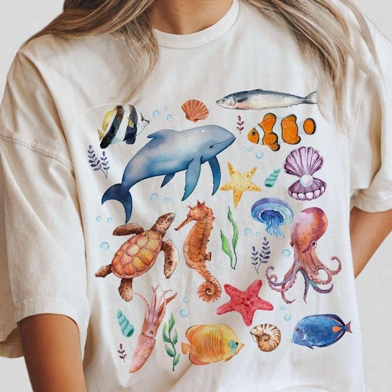 Retro Sea Animal Shirt Sealife Nature Ocean Animal Shirt Ocean Shirt Shirt Sea Lover Retro Ocean Nature Shirt Marine Biologist Summer Nature Lover Tops Vintage T-Shirts, Hoodie, Sweatshirt - T-Shirt, Sweatshirt, Hoodie