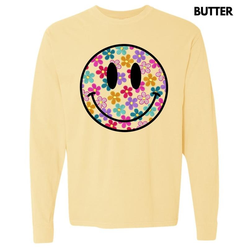 Retro Smiles & Flowers Long Sleeve Comfort Colors 'NLB' T-Shirts, Hoodie, Sweatshirt - T-Shirt, Sweatshirt, Hoodie