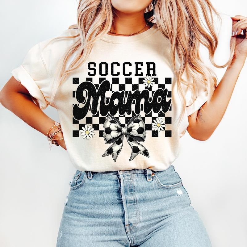 Retro Soccer Mama Checkered Soccer Soccer Mom Game Day Checkered Mama Soccer Bow Soccer Coquette Bow T-Shirts, Hoodie, Sweatshirt - T-Shirt, Sweatshirt, Hoodie