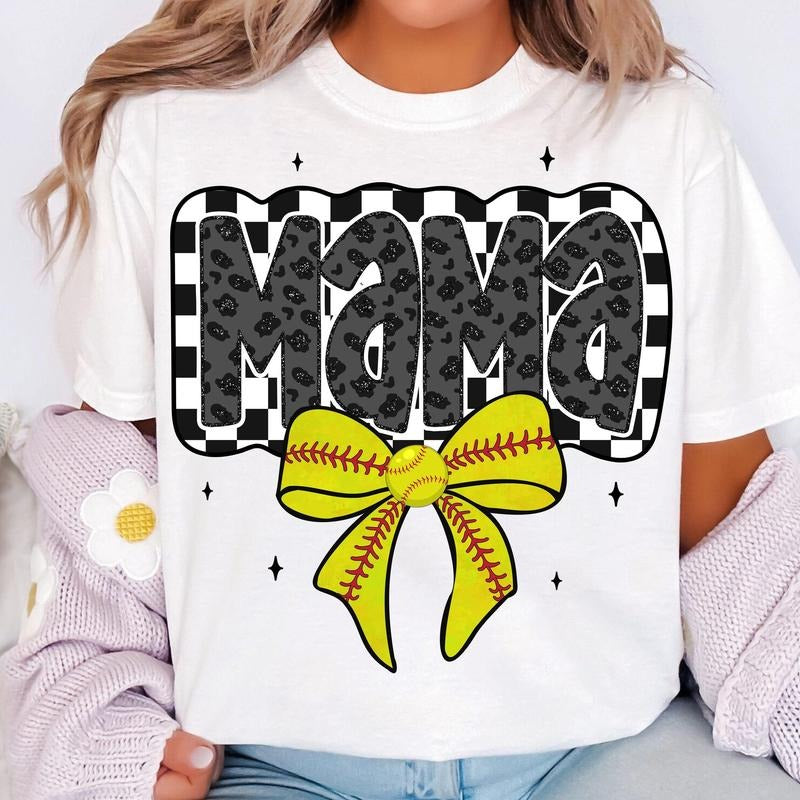 Retro Softball Mama Softball Mama Softball Coquette Game Day Softball Bow Checker Softball T-Shirts, Hoodie, Sweatshirt - T-Shirt, Sweatshirt, Hoodie