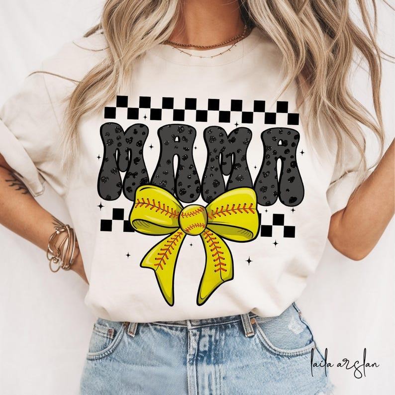 Retro Softball Mama Coquette Game Day Bow Checker Softball Mom T-Shirts, Hoodie, Sweatshirt - T-Shirt, Sweatshirt, Hoodie