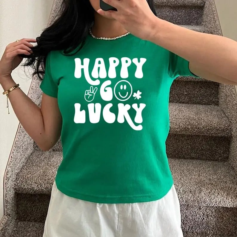 Retro St Patrick'S Day Baby Happy Go Lucky Sweat Funny St Patrick'S Day Baby Y2K 2000'S Streetwear T-Shirts, Hoodie, Sweatshirt - T-Shirt, Sweatshirt, Hoodie