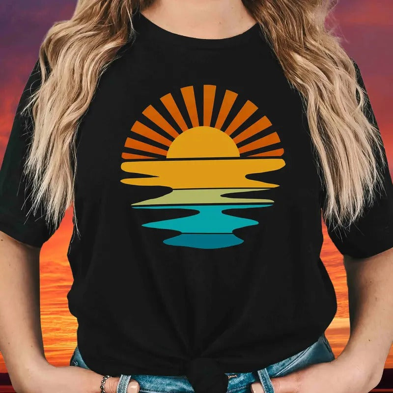 Retro Sunset Vacation Shirt Beach Shirt Retro Vacation Shirt Beach Hello Summer Sunshine Shirt Sunshine T-Shirts, Hoodie, Sweatshirt - T-Shirt, Sweatshirt, Hoodie