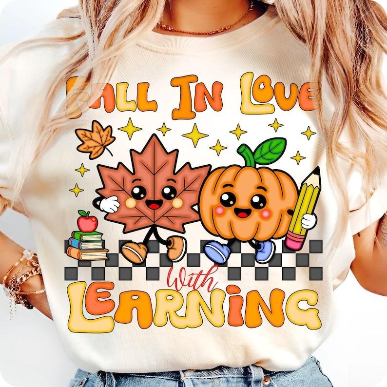 Retro Teacher Fall Shirt Fall Love Learning Groovy Pumpkin Teacher Thanksgiving Autumn School Shirt T-Shirts, Hoodie, Sweatshirt - T-Shirt, Sweatshirt, Hoodie
