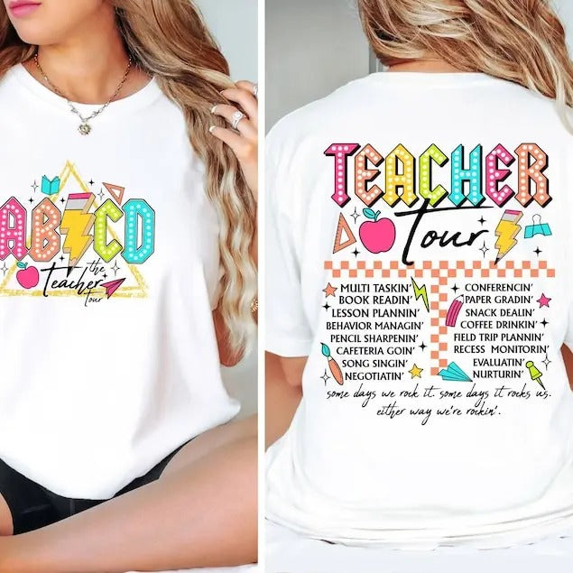 Retro Teacher Shirt ABCD Teacher Tour Shirt Back School Shirt End Year Pnh Shirt Teacher Kindergarten Teacher T-Shirts, Hoodie, Sweatshirt - T-Shirt, Sweatshirt, Hoodie