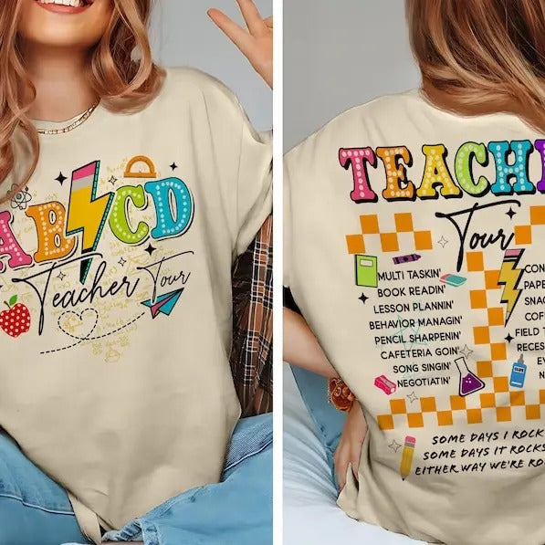 Retro Teacher ABCD Teacher Tour Shirt Back School End Year Pnh Teacher Kindergarten Teacher Shirt Elementary School T-Shirts, Hoodie, Sweatshirt - T-Shirt, Sweatshirt, Hoodie