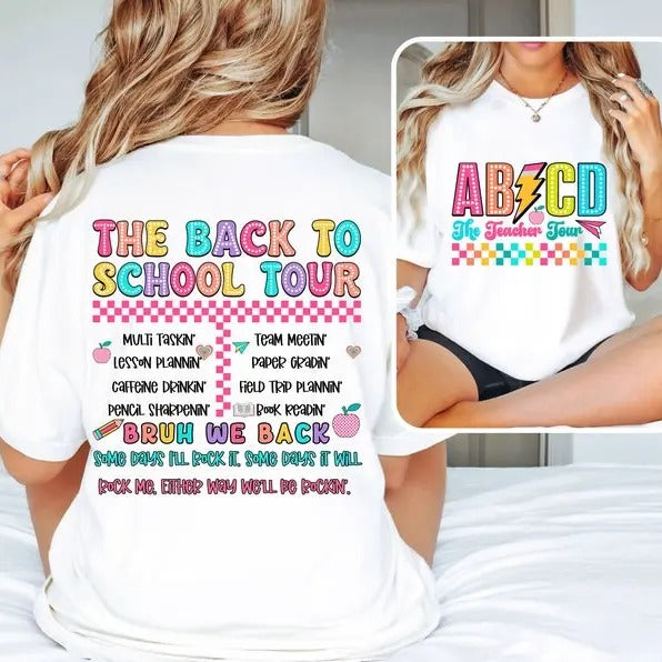 Retro Teacher Tour Shirt ABCD Teacher Tour Back School Shirt End Year Teachers Teacher Elementary School T-Shirts, Hoodie, Sweatshirt - T-Shirt, Sweatshirt, Hoodie
