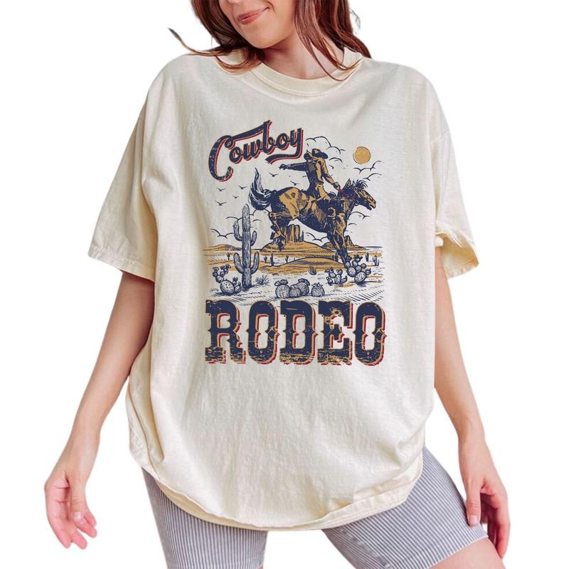 Retro Western Cowgirl Vintage Cowboy Rodeo Shirt Western Vintage 90s Shirt Cowboy Shirt Rodeo Wild West Cool Shirt Comfort Cotton Unhinged Casual Tops Womenswear Relaxed Fit Chic T-Shirts, Hoodie, Sweatshirt - T-Shirt, Sweatshirt, Hoodie