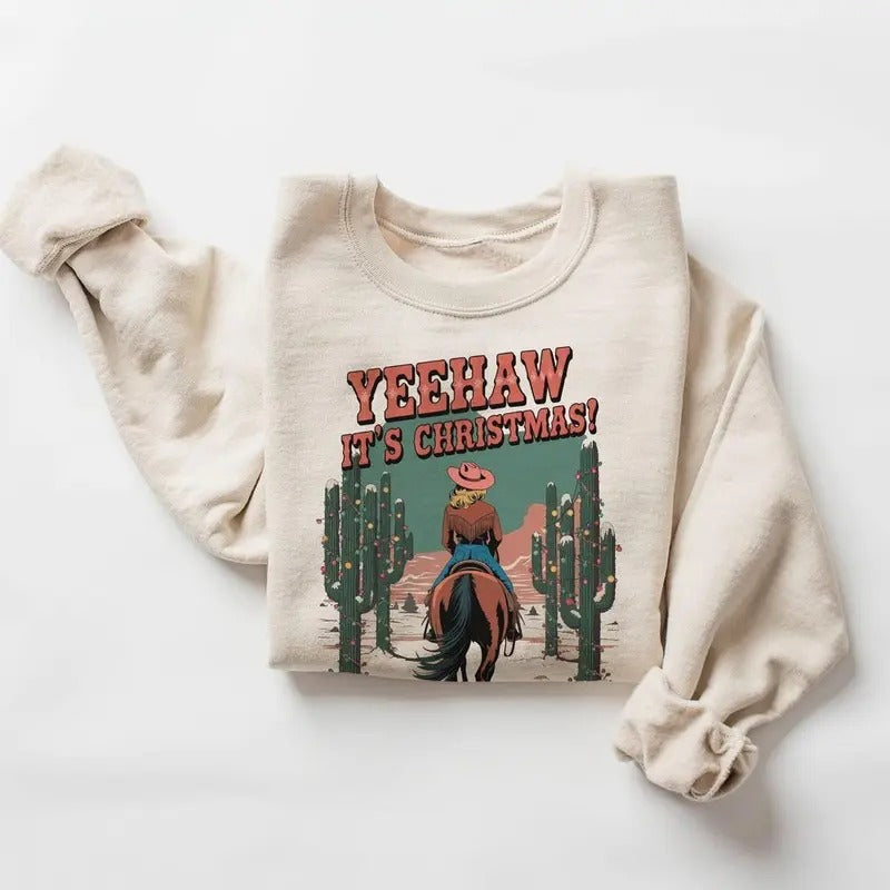 Retro Yeehaw Cowgirl 90as Weastern Equestrian Cactus Desert Horse Lover Boho Cotton Menswear Day T-Shirts, Hoodie, Sweatshirt - T-Shirt, Sweatshirt, Hoodie