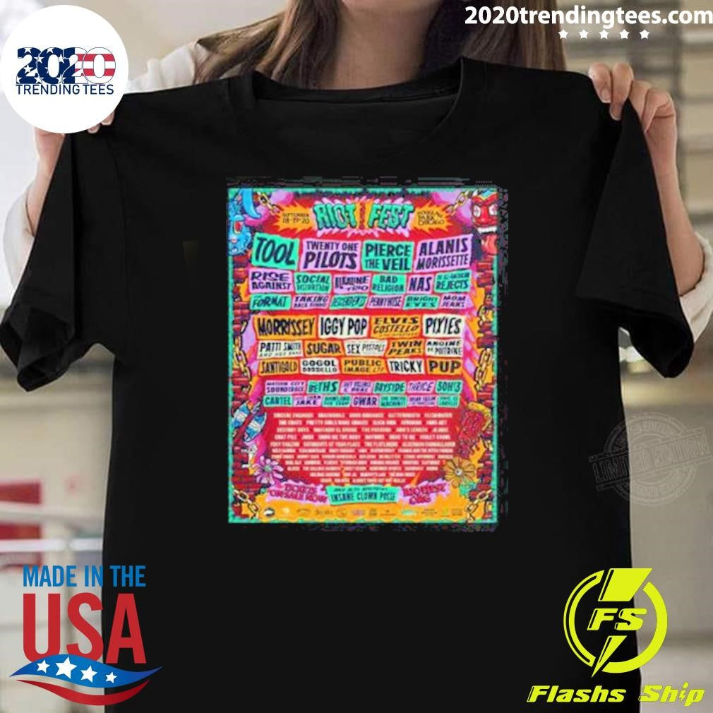 Riot Fest 2026 Full Lineup At Douglass Park Chicago On September 18-20 2026 Shirt Unisex T-shirt, Sweatshirt, Hoodie, Long Sleeve Tee - T-Shirt, Sweatshirt, Hoodie