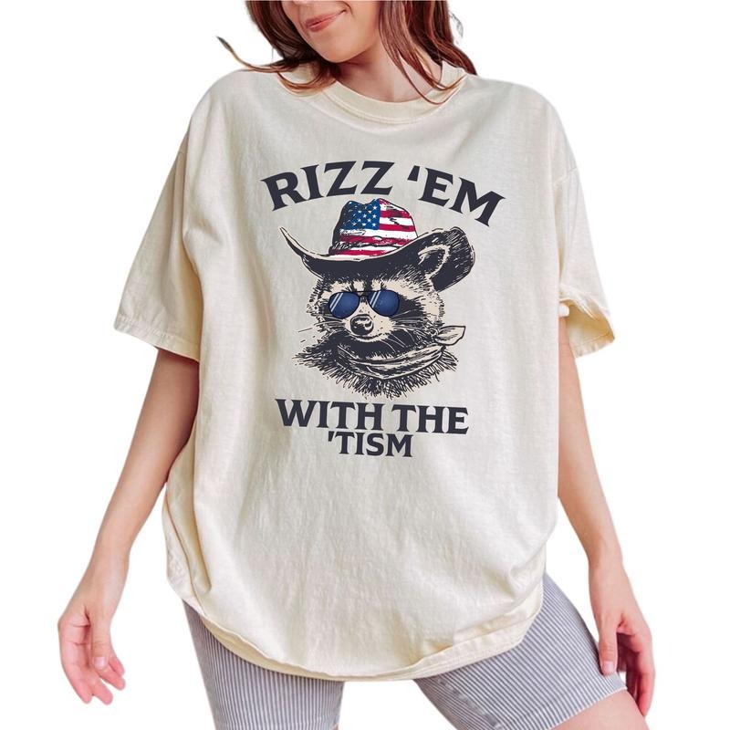 Rizz 'Em 'Tism Shirt Vintage Retro Funny Awareness Shirt Friend Nostalgia Womenswear Comfy Tops Cotton Fabric Relaxed Fit Chic T-Shirts, Hoodie, Sweatshirt - T-Shirt, Sweatshirt, Hoodie