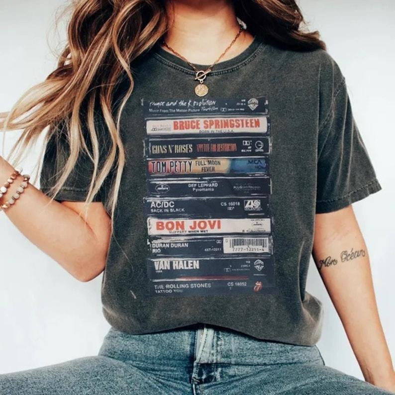 Rock Cassettes Tape Printed Rock Bands Shirt Vintage Feel T-Shirts, Hoodie, Sweatshirt - T-Shirt, Sweatshirt, Hoodie