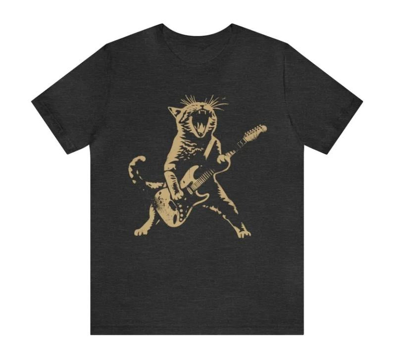 Rock Cat Playing Guitar Shirt Funny Guitar Cat Menswear Top T-Shirts, Hoodie, Sweatshirt - T-Shirt, Sweatshirt, Hoodie
