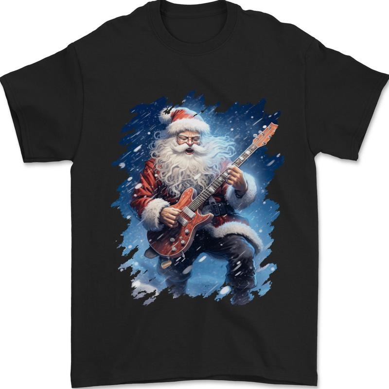 Rock Santa Playing Electric Guitar Xmas 100% Cotton Made USA T-Shirts, Hoodie, Sweatshirt - T-Shirt, Sweatshirt, Hoodie