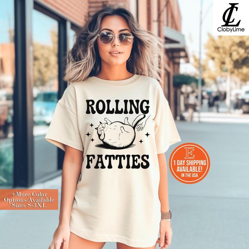 Rolling Fatties Cat Shirt Funny Vintage Cat Fat Cat Meme Shirts T-Shirts, Hoodie, Sweatshirt - T-Shirt, Sweatshirt, Hoodie