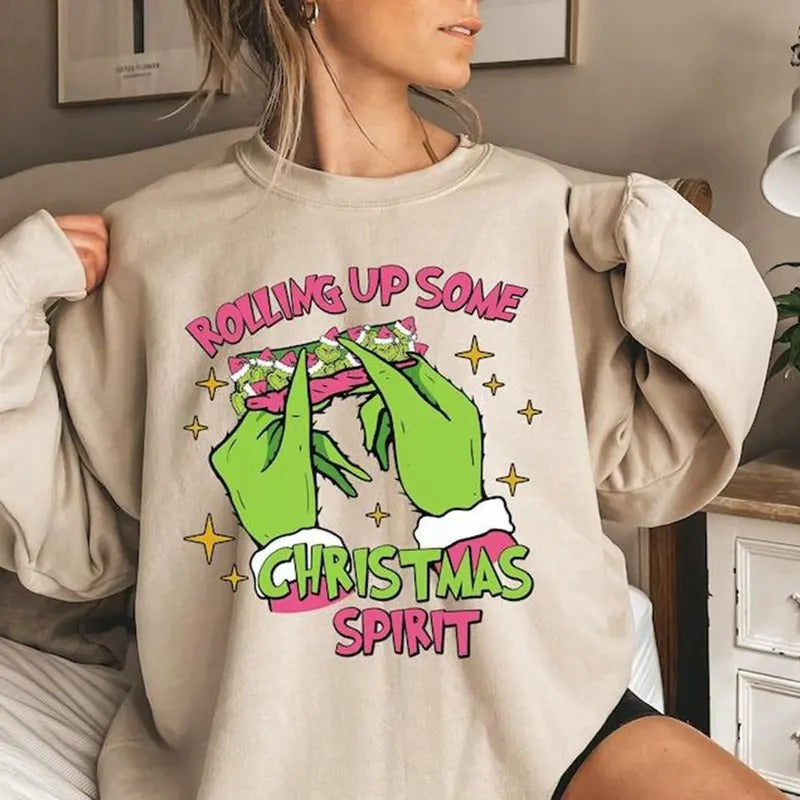 Rolling Up Some Spirit Funny Grin Shirt Spirit Vintage Xmas Xmas T-Shirts, Hoodie, Sweatshirt - T-Shirt, Sweatshirt, Hoodie