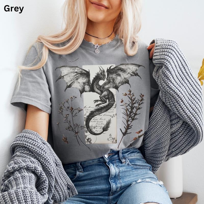 Romantasy Reader Dragon Pressed Wildflowers Dragons Shirt Retro Booktok Merchstyle{N002}2 T-Shirts, Hoodie, Sweatshirt - T-Shirt, Sweatshirt, Hoodie