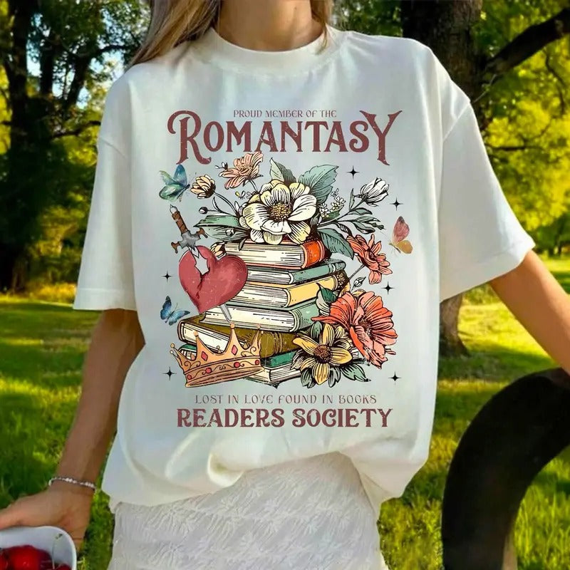 Romantasy Readers Society Book Lover Club Shirt Romantasy Reader Fantasy Romance Book Shirt Booktrovert Bookish Shirt T-Shirts, Hoodie, Sweatshirt - T-Shirt, Sweatshirt, Hoodie