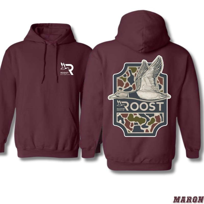 Roost Waterfowl Classic Duck Hunting Bold Graphics Camo Waterfowl Enthusiasts Menswear Tops T-Shirts, Hoodie, Sweatshirt - T-Shirt, Sweatshirt, Hoodie