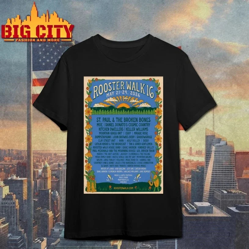 Rooster Walk 16 At Pops Farm On May 21-24 2026 Poster shirt Unisex T-shirt, Sweatshirt, Hoodie, Long Sleeve Tee - T-Shirt, Sweatshirt, Hoodie