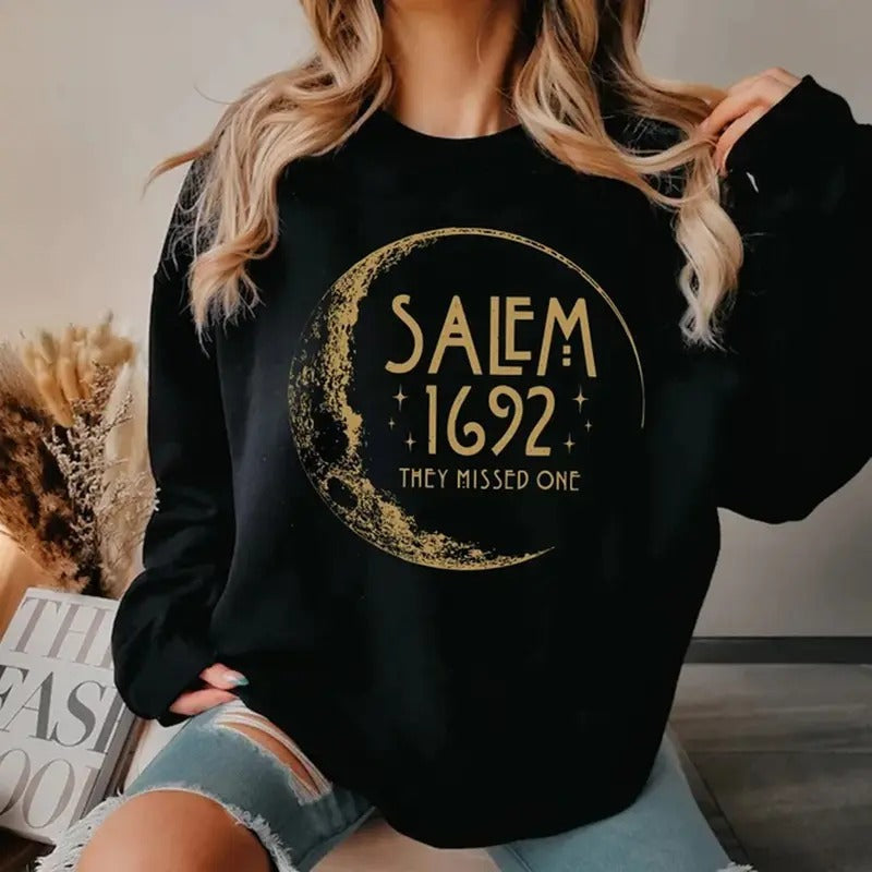 SALEM 1692 Retro Halloween SALEM They Missed One Womenswear Check T-Shirts, Hoodie, Sweatshirt - T-Shirt, Sweatshirt, Hoodie