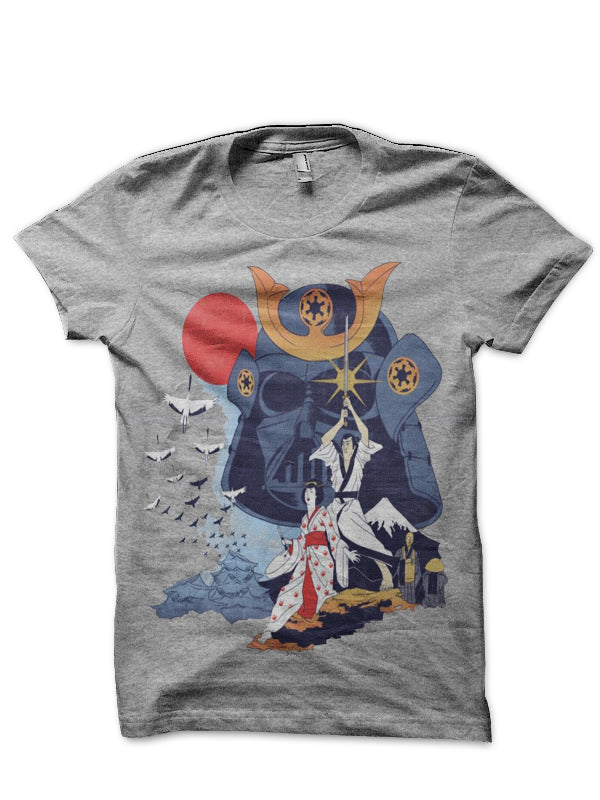 Samurai Wars Grey Melange Half Sleeve T-Shirts, Hoodie, Sweatshirt - T-Shirt, Sweatshirt, Hoodie