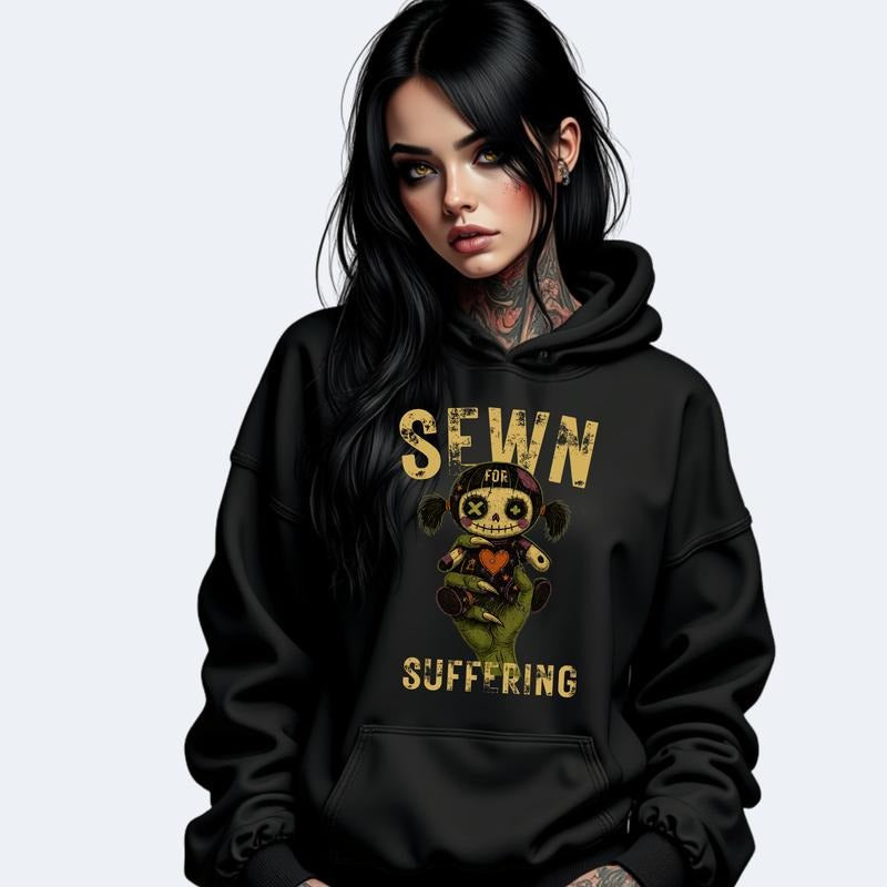 SEWN SUFFERING VOODOO DOLL RAGDOLL Halloween Grunge Skulls Cotton Casual All Seasons Top Streetwear Vintage T-Shirts, Hoodie, Sweatshirt - T-Shirt, Sweatshirt, Hoodie
