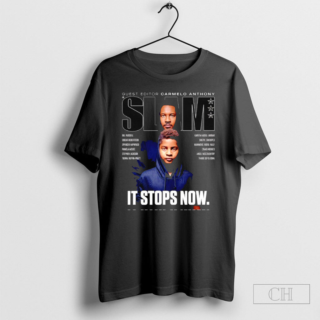 Slam Kiyan And Carmelo Anthony It Stops Now Unisex T-shirt, Sweatshirt, Hoodie, Long Sleeve Tee - T-Shirt, Sweatshirt, Hoodie