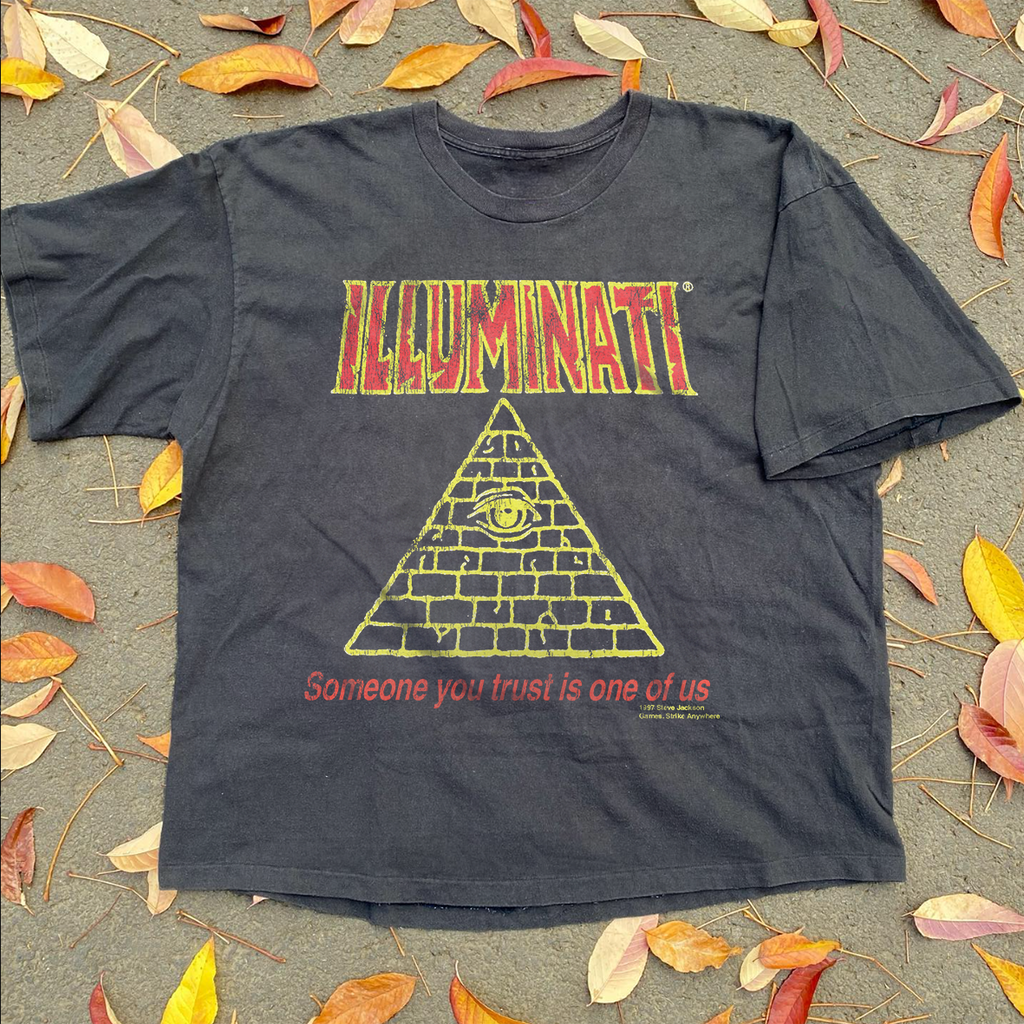ILLUMINATI 1997 STEVE JACKS0N GAMES RARE VINTAGE WASHED BLACK T-Shirts, Hoodie, Sweatshirt - T-Shirt, Sweatshirt, Hoodie