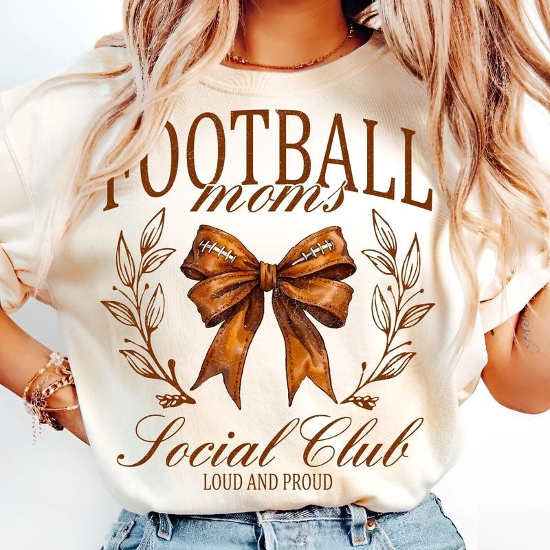[Sale 45% Off] Football Mom Social Club Coquette Bow Retro Watercolor Football Game Day Sidelines T-Shirts, Hoodie, Sweatshirt - T-Shirt, Sweatshirt, Hoodie
