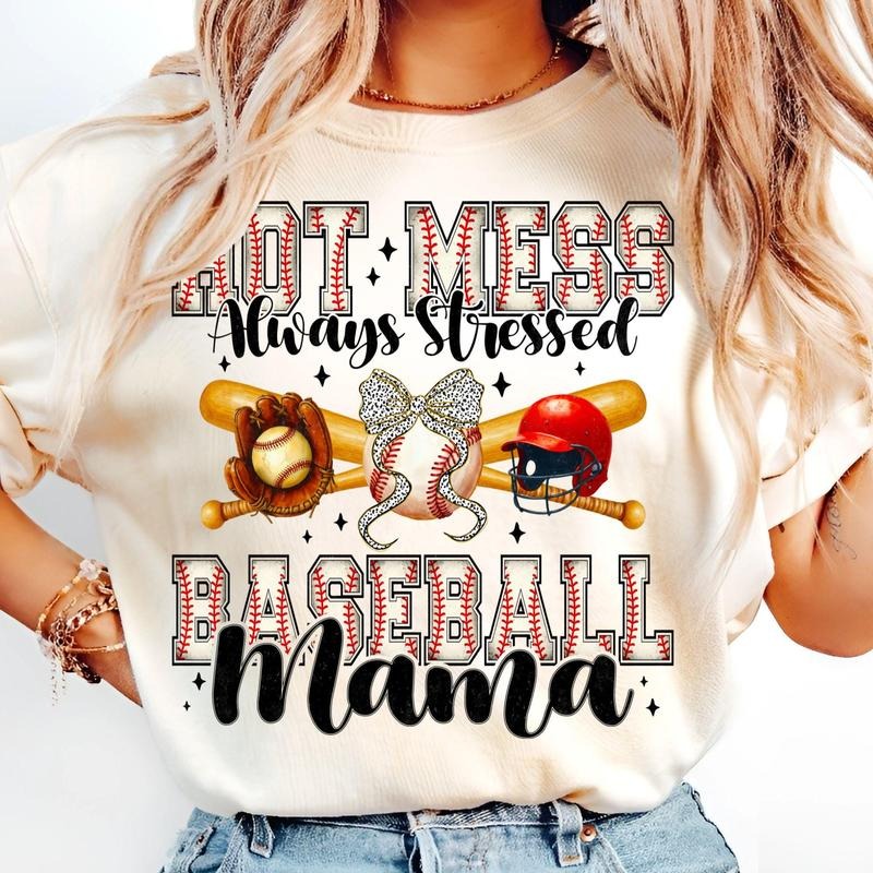 [Sale 45% Off] Hot Mess Always Stressed Baseball Mama Game Day Sports Baseball Mom Bow Funny Ballpark Cheer Art T-Shirts, Hoodie, Sweatshirt - T-Shirt, Sweatshirt, Hoodie