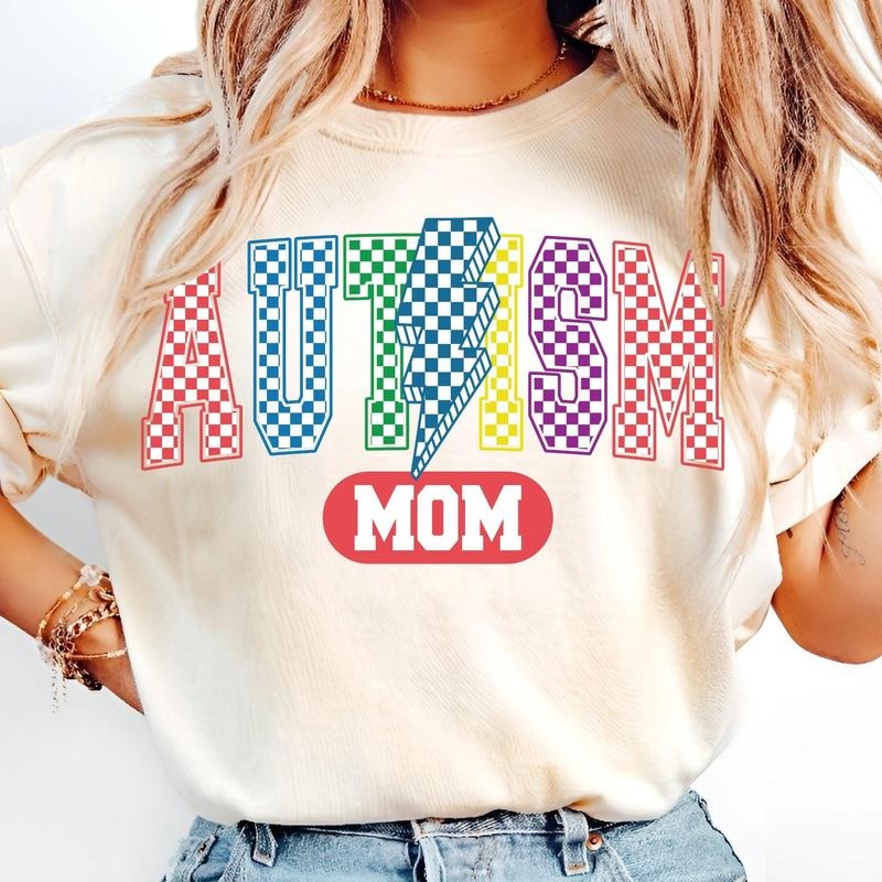 [Sale 45% Off] Retro Checkered Autism Varsity Letters Awareness Bow Autism Mom Mama Neurodiversity Shirt T-Shirts, Hoodie, Sweatshirt - T-Shirt, Sweatshirt, Hoodie