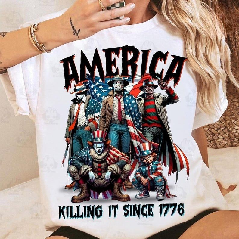[Sale Up 30%] America Killing Since 1776 Horror Movie Fourth July Horror Independence Day 4th July America T-Shirts, Hoodie, Sweatshirt - T-Shirt, Sweatshirt, Hoodie