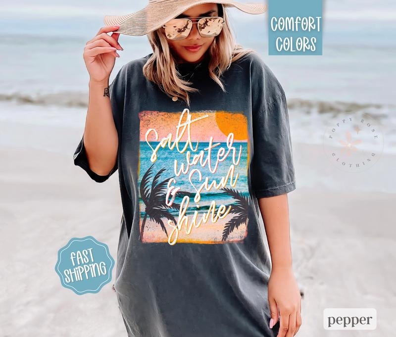 Salt Water Sunshine Shirt Comfort Colors Summer Beach Shirt Swimsuit Cover T-Shirts, Hoodie, Sweatshirt - T-Shirt, Sweatshirt, Hoodie