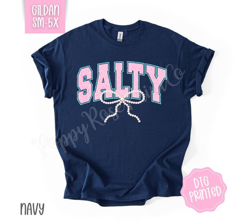 Salty Bow Gildan Cute Summer Girly Beach Shirt T-Shirts, Hoodie, Sweatshirt - T-Shirt, Sweatshirt, Hoodie