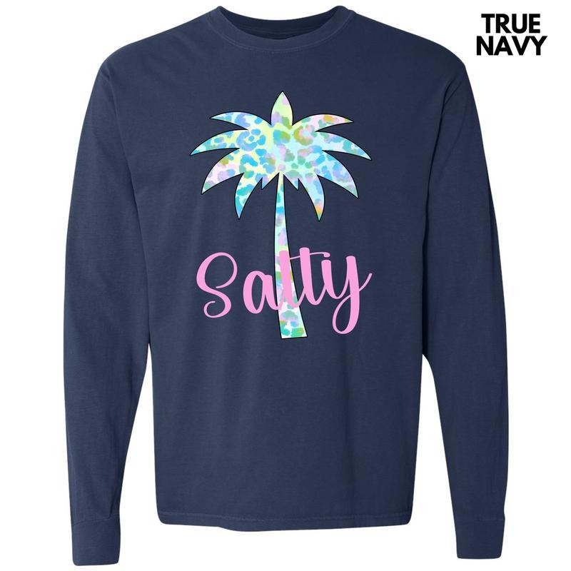Salty Palm Tree Long Sleeve Comfort Colors 'NLB' T-Shirts, Hoodie, Sweatshirt - T-Shirt, Sweatshirt, Hoodie