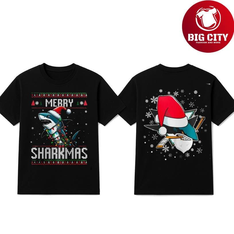 San Jose Sharks Merry Christmas 2025 Two Sided Shirt Unisex T-shirt, Sweatshirt, Hoodie, Long Sleeve Tee - T-Shirt, Sweatshirt, Hoodie