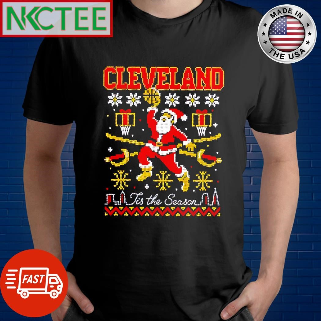 Santa Cleveland Cavaliers tis the season ugly Christmas shirt Unisex T-shirt, Sweatshirt, Hoodie, Long Sleeve Tee - T-Shirt, Sweatshirt, Hoodie