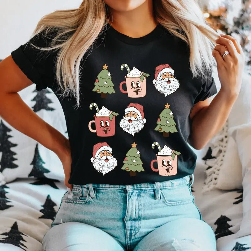 Santa Coffee Tree Shirt Coffee Party Shirt Funny Xmas Short Sleeve T-Shirts, Hoodie, Sweatshirt - T-Shirt, Sweatshirt, Hoodie